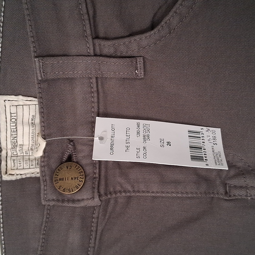 Current/Elliott The Stiletto Ombre Dark Castle Gray Black Coated Skinny Jeans 26 - Picture 6 of 10